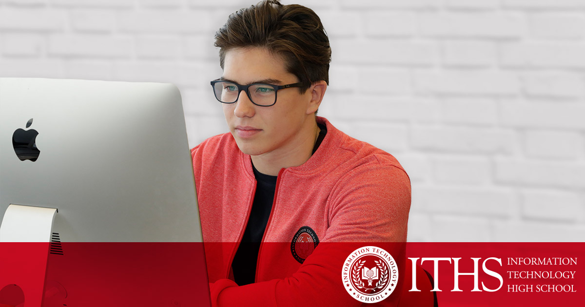 ucenik-za-racunarom učenik ITHS-a uči preko DL platforme